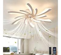 GWYAJTU Plafonnier Ventilateur De Plafond Fleur 6 Vitesses Réversible DC Silencieux Lampe Ventilateur LED Dimmable Timer Ventilateur Plafond Avec Lumiere Et Télécommande Pour Chambre Salon-White
