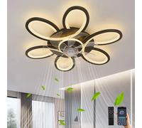 GWYAJTU Ventilateur De Plafond Silencieux Avec Lumiere Moderne Dimmable Lampe Ventilateur Plafond Réversible 6 Vitesses Lustre Ventilo Avec Télécommande APP Pour Chambres Coucher Et Salons, Noir