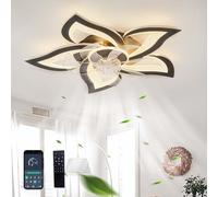 GWYAJTU Ventilateur Plafond Avec Lumiere Design Moderne Silencieux Dimmable LED Lustre Ventilateur DC Réversible 6 Vitesses Plafonnier Ventilateur Et Télécommande Pour Chambre Salon-Black