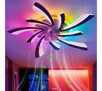 GWYAJTU Ventilateur Plafond Avec Lumiere RGB Et Télécommande, Lustre Ventilateur Moderne Fleur Avec LED Dimmable, 6 Vitesses DC Motor Réversible Plafonnier Ventilateur Pour Chambre Salon-Black