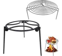 Gxdamxz Support de Feu de Camp avec Grille, Trépied de Cuisine de Camping Portable, Support de Brasero pour Barbecue en Plein Air & Randonnée