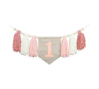 Gxdqxxd Bannière d'anniversaire pour 1er Anniversaire, Guirlande pour Chaise Haute, 200 Cm, Accessoires Photo, Bannière Anniversaire, Bannière Pou, Rose