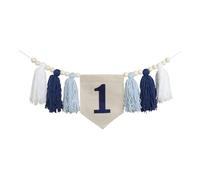 Gxdqxxd Bannière d'anniversaire pour 1er Anniversaire, Guirlande pour Chaise Haute, 200 Cm, Accessoires Photo, Bannière Anniversaire, Bannière Pou, Bleu