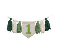 Gxdqxxd Bannière d'anniversaire pour 1er Anniversaire, Guirlande pour Chaise Haute, 200 Cm, Accessoires Photo, Bannière Anniversaire, Bannière Pou, Vert