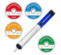 GXGM Pompe À Dessouder + 4Pcs Mèche À Dessouder, Pompe À Dessouder Professionnelle Pour Aspirer L'Étain À Souder Liquide, Accessoires Indispensables Pour Soudeurs
