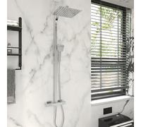 GY Bath Colonne de Douche Chromé, Thermostatique pour Salle de Bain 38°C, Acier Inoxydable,Colonne avec Mitigeur, Pommeau de Douche Carré de 24,5 cm