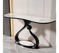 GY8PKVWKWQ Table Console, Table D'entrée en Granit, Assemblage Facile, Luxe, Faux Marbre, Noir, Or, for Salon, Couloir, Canapé, Foyer(White+Black,80cm)