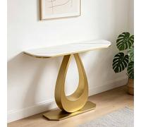 GY8PKVWKWQ Table De Canapé De Couloir Glam, Table D'appoint avec Étagères, Résistance Aux Chocs, Assemblage Facile, Faux Marbre, for Entrée, Console De Salon(Gold,80cm)