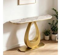 GY8PKVWKWQ Table De Canapé De Couloir Glam, Table D'appoint avec Étagères, Résistance Aux Chocs, Assemblage Facile, Faux Marbre, for Entrée, Console De Salon(White+Gold,70cm)