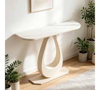 GY8PKVWKWQ Table De Canapé De Couloir Glam, Table D'appoint avec Étagères, Résistance Aux Chocs, Assemblage Facile, Faux Marbre, for Entrée, Console De Salon(Off-White,100cm)