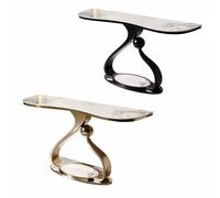 GY8PKVWKWQ Table D'entrée Contemporaine, Table Console, Ferronnerie, Faux Marbre, 2 Niveaux, 31,5 Pouces-59 Pouces, Peu Encombrante, for Entrée du Hall D'entrée(White+Black,120cm)