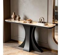 GY8PKVWKWQ Table D'entrée Moderne, Table De Canapé, Étagère De Rangement, Forte Capacité De Charge, avec Courbure Et Assemblage Facile, Table De Foyer for Entrée(Black+Gold,100cm)