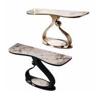 GY8PKVWKWQ Table D'entrée, Table Console, Peu Encombrante, Ferronnerie, Plateau en Roche, Or, Noir, 80 Cm, 140 Cm, 150 Cm, for Salon, Entrée Étroite(White+Black,140cm)