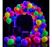 GYIPFIPA Lot de 110 ballons en latex UV fluorescents de 30,5 cm - Couleurs assorties - Ballons phosphorescents pour anniversaire, fête prénatale, mariage