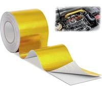 Gykutix 10M x 5cm Bande Thermique Echappement Doré, Scotch Aluminium Isolant Thermique, Ruban Adhésif Haute Temperature, Autoadhésif Heat Shield Wrap Tape Pour Tuyau D'admission De Voiture