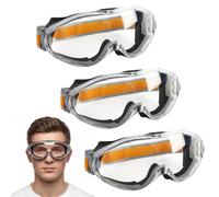 Gykutix Lot de 3 Lunette Protection, Lunettes de Protection Anti-buée, Lunettes de Sécurité Anti-rayures, pour Bricolage, Travaux, Surlunettes de Protection pour Bricolage Laboratoire