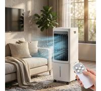 GYLRFA Rafraîchisseur d'air par évaporation de 20 L (5,3 Gal) avec télécommande, modèle Portable à 3 Vitesses et minuterie de 7,5 h, incluant 2 Blocs de Glace ; débit d'air Puissant de 1177 CFM