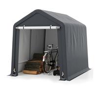 GYMAX Abri Extérieur pour Moto, Vélo, Outils 195 x 240 x 214cm, Tente de de Stockage en PE Imperméable, avec Porte Enroulable, Piquets de Sol et Colliers, Idéale pour Jardin, Cour, Plage