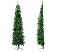 GYMAX Demi-Sapin de Noël avec 150 Lumières LED, Arbre de Noël Artificiel 210 CM, Demi-Sapin de Noël Artificiel avec 450 Pointes, Matériau PVC