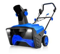 GYMAX Déneigeuse Électrique avec Lumières, Lame 50x25cm, Vitesse 3000rpm, Distance de Jet de Neige 9 m, Goulotte d'Éjection Réglable, Fraise à Neige à Brancher(Bleu)