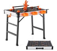 GYMAX Établi Pliable,Travail de Travail Multifonctionnel, Chevalet de Sciage avec Poignée Portable, Plateau Combinable, Charge 454 kg, pour Mesure/Travail du Bois/Réparation