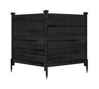 GYMAX Panneau de Clôtur 2 Panneaux, 119 x 119 cm, Clôture Cache-Poubelle en Bois avec 3 Piquets, Brise Vue Extérieur pour Climatiseur, Poubelle, Équipement Piscine, Finition Personnalisable (Marron)