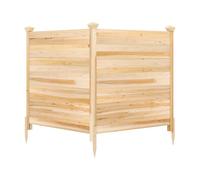 GYMAX Panneau de Clôtur 2 Panneaux, 119 x 119 cm, Clôture Cache-Poubelle en Bois avec 3 Piquets, Brise Vue Extérieur pour Climatiseur, Poubelle, Équipement Piscine, Finition Personnalisable (Naturel)