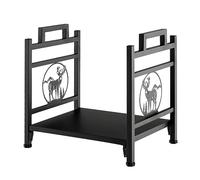 GYMAX Range-Bûche Intérieur, Porte-Bûches Métal pour Rangement de Bois, avec Poignée Pratique et Pieds Surélevés, 46 x 33 x 46CM (Motif 1)