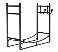 GYMAX Range-Bûches en Métal, Support pour Rangement de Bois avec Charge 50 kg, Porte-Bûches 82,5 x 33 x 76,5CM pour Intérieur/Extérieur