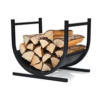GYMAX Range-bûches Intérieur avec Poignées | Porte-bûches en Métal, Support pour Bois de Chauffage en Forme U, Charge 30 kg, pour Extérieur, 43x36,5x39,5CM