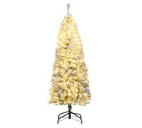 GYMAX Sapin de Noël Artificiel Lumineux 150cm/180cm, 180/260 Lumières Blanc Chaud, 8 Modes d'Éclairage, 329/533 Branches, Base Métallique Stable, Installation Facile, Décoration Festive (150cm)