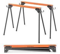 GYMAX Tréteaux Pliants, Lot de 2 Tréteaux Portables pour Table de Travail