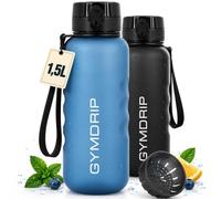 GymDrip Gourde de sport 1,5 L - Bouteille premium avec infuseur à fruits, sans BPA et anti-fuite - Gourde robuste pour la salle de sport, l’entraînement, l’outdoor et la randonnée (Bleu)