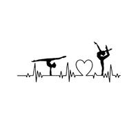 Gymnastiquenasiumnast Danseuse du Cœur Joueuse de Danse du Cœur Stickers muraux en PVC 50.4x126.6cm Étanche Noir