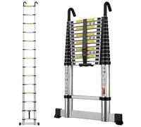 gymount Echelle Telescopique 4,1m en Aluminium Échelle Télescopique, avec Barre Stabilisatrice et Crochets Amovibles, Escabeau Telescopique Portable Convient aux réparations à Domicile, Charge 150 KG