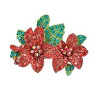 Gyn&Joy Broche en forme de fleur de Noël en forme d'étoile avec strass et cristaux rouges - Doré - BZ068