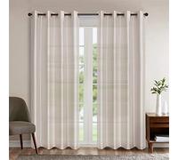 GYROHOME Lot de 2 Panneaux Semi-Transparents en Soie synthétique pour Chambre à Coucher, Salle à Manger, Salon, Rideaux à œillets réduisant la lumière, doré Clair, 117 x 137 cm