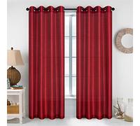GYROHOME Lot de 2 Panneaux Semi-Transparents en Soie synthétique pour Chambre à Coucher, Salle à Manger, Salon, Rideaux en Voile réduisant la lumière et l'intimité, Rouge, 132 x 213 cm