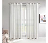 GYROHOME Lot de 2 Rideaux Semi-Transparents en Soie synthétique filtrant la lumière, Rideaux de Traitement de fenêtre à œillets pour Chambre à Coucher, Salon, 117 x 229 cm, Beige