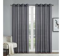 GYROHOME Lot de 2 Rideaux Transparents en Imitation Soie avec œillets réduisant la lumière pour Salon, Chambre à Coucher, Salle à Manger, Gris foncé, 132 x 243 cm