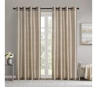 GYROHOME Lot de 2 Rideaux Transparents en Soie synthétique avec œillets filtrant la lumière pour Chambre à Coucher, Salon, Brun Clair, 117 x 229 cm