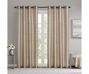 GYROHOME Lot de 2 Rideaux Transparents en Soie synthétique avec œillets filtrant la lumière pour Chambre à Coucher, Salon, Marron Clair, 100 x 200 cm