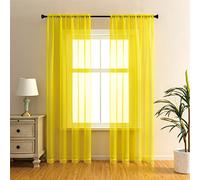 GYROHOME Lot de 2 voilages à Passe-Tringle, Filtre la lumière du Soleil, protège l'intimité en Polyester, pour Chambre à Coucher, terrasse, Porte, Jaune, 100 x 200 cm