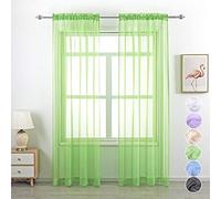 GYROHOME Lot de 2 voilages à Passe-Tringle, Filtre la lumière du Soleil, protège l'intimité en Polyester, pour Chambre à Coucher, terrasse, Vert, 100 x 120 cm
