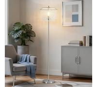 GyroVu lampadair sur Pied Crystal | Lampadaire Moderne avec Interrupteur au Pied, Grand Abat-Jour pour Salon, Chambre, Bureau (Ampoule Incluse)