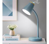 GyroVu Lampe de bureau à LED, lampe de lecture à intensité variable tactile pour dortoir, bureau, maison, lampe de table flexible à col de cygne pour étudier, chevet, chambre à coucher, Bleu