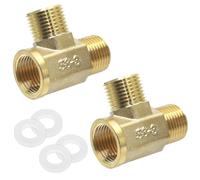 GYSRXS 2 Pièces Raccord en T Laiton 1/2" Raccords pour Tuyaux AG×AG×IG avec 4×Joint D'étanchéité Raccord Plomberie pour Raccordement de Tuyaux D’air Eau Gaz