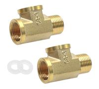 GYSRXS 2 Pièces Raccord en T Laiton 1/2" Raccords pour Tuyaux AG×IG×IG avec 2×Joint D'étanchéité Raccord Plomberie pour Raccordement de Tuyaux D’air Eau Gaz