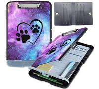 GYSYZJDH Porte-bloc avec rangement, dossier à ouverture latérale robuste avec porte-stylo, porte-bloc en plastique durable pour infirmières, enseignants et ventes, empreintes de pattes de chien