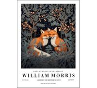 GYTRI CGFHJ Affiche William Morris Image murale moderne 《Deux renards dans la forêt》 par William Morris Estampes Peinture sur toile d’animaux pour la déco intérieure 30x40cm Non encadrée